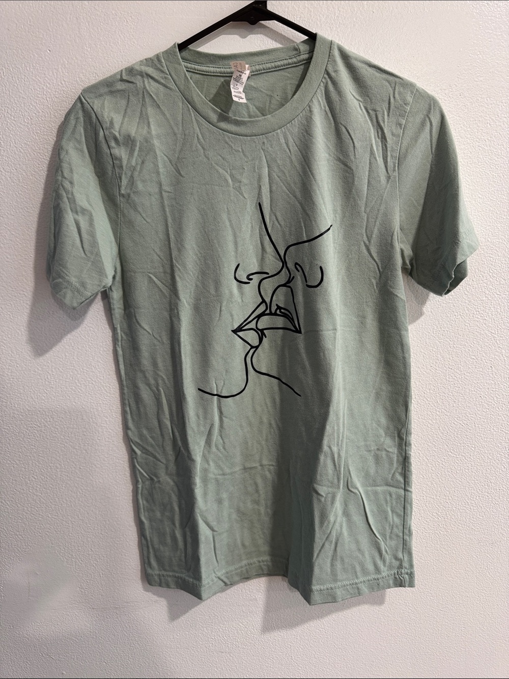 Bella Canvas Sage Green Minimalist Kiss Line Tee